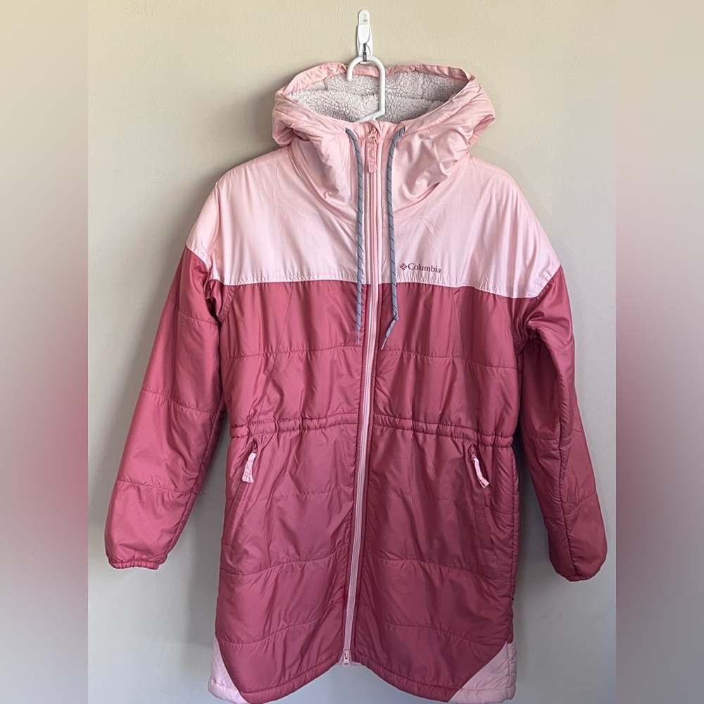 COLUMBIA Sm Flash Challenger Sherpa Lined Long Jacket Dark Coral Peach Blossom - Picture 5 of 7